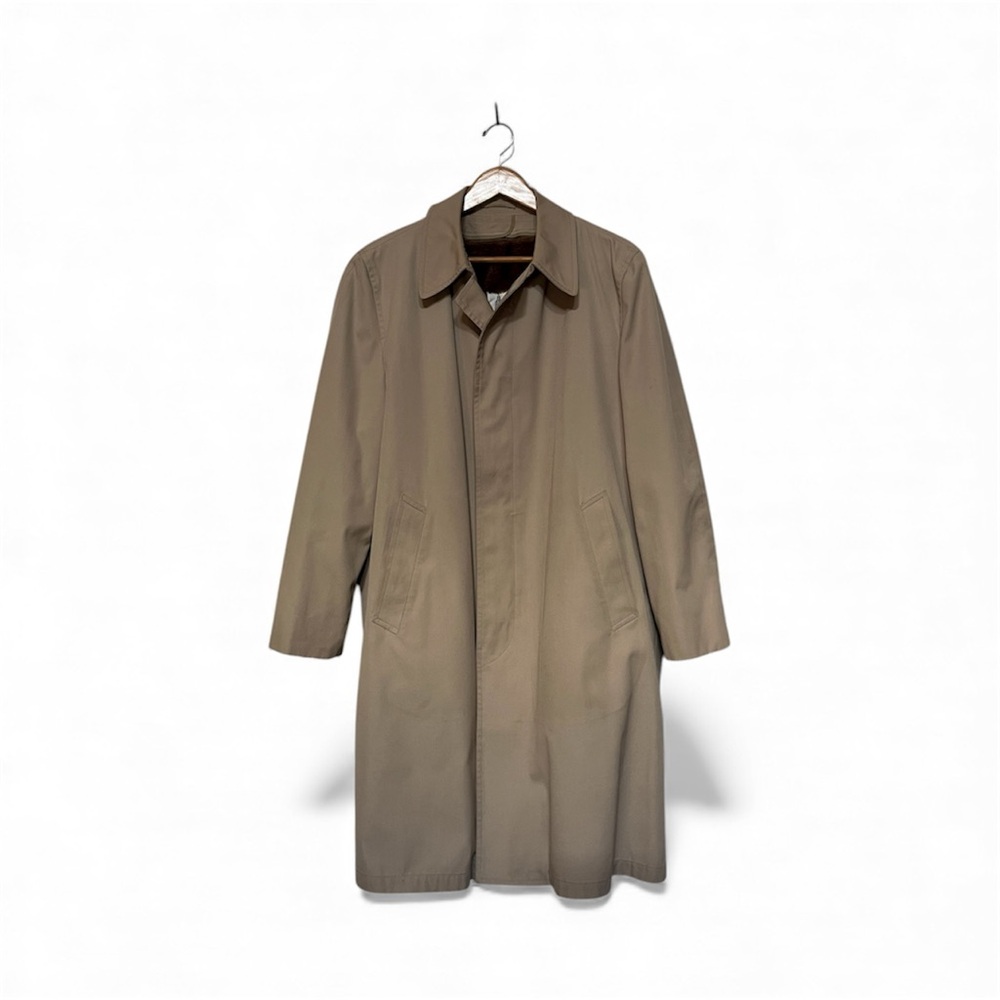 London Fog Trench Coat Men Size 40 R Beige Tan Removable Warm Liner Made In USA